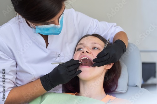 Close up dental treatment procedure in dental office