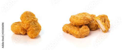 Fried chicken nuggets isolated on white background