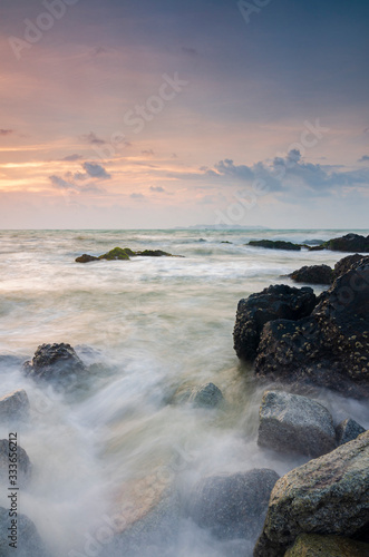 Beautiful scenery during sunrise at Pandak Beach located in Terengganu Malaysia