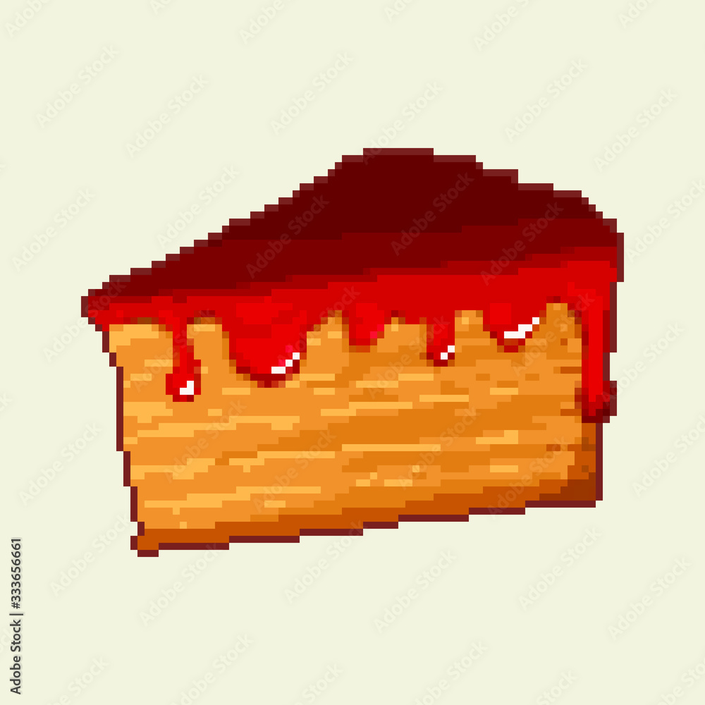 Cake Bitmap Pixel cake. Vector Illustration of pixel pice of cake. Pixel art 8 bit ...