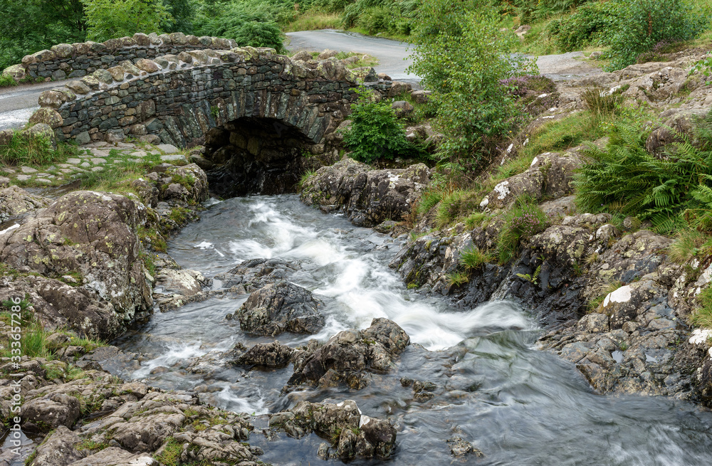 View of Ashness Bridge in the Lake district View of Ashness Bridge in the Lake district