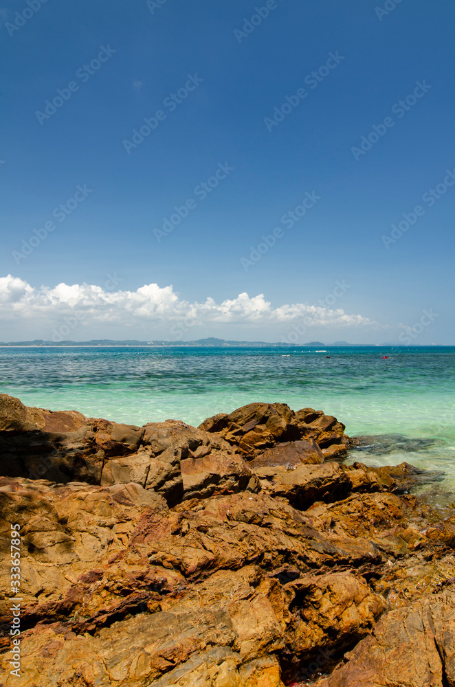 beauty in nature, Kapas Island located in Terengganu, Malaysia under bright sunny day and cloudy sky