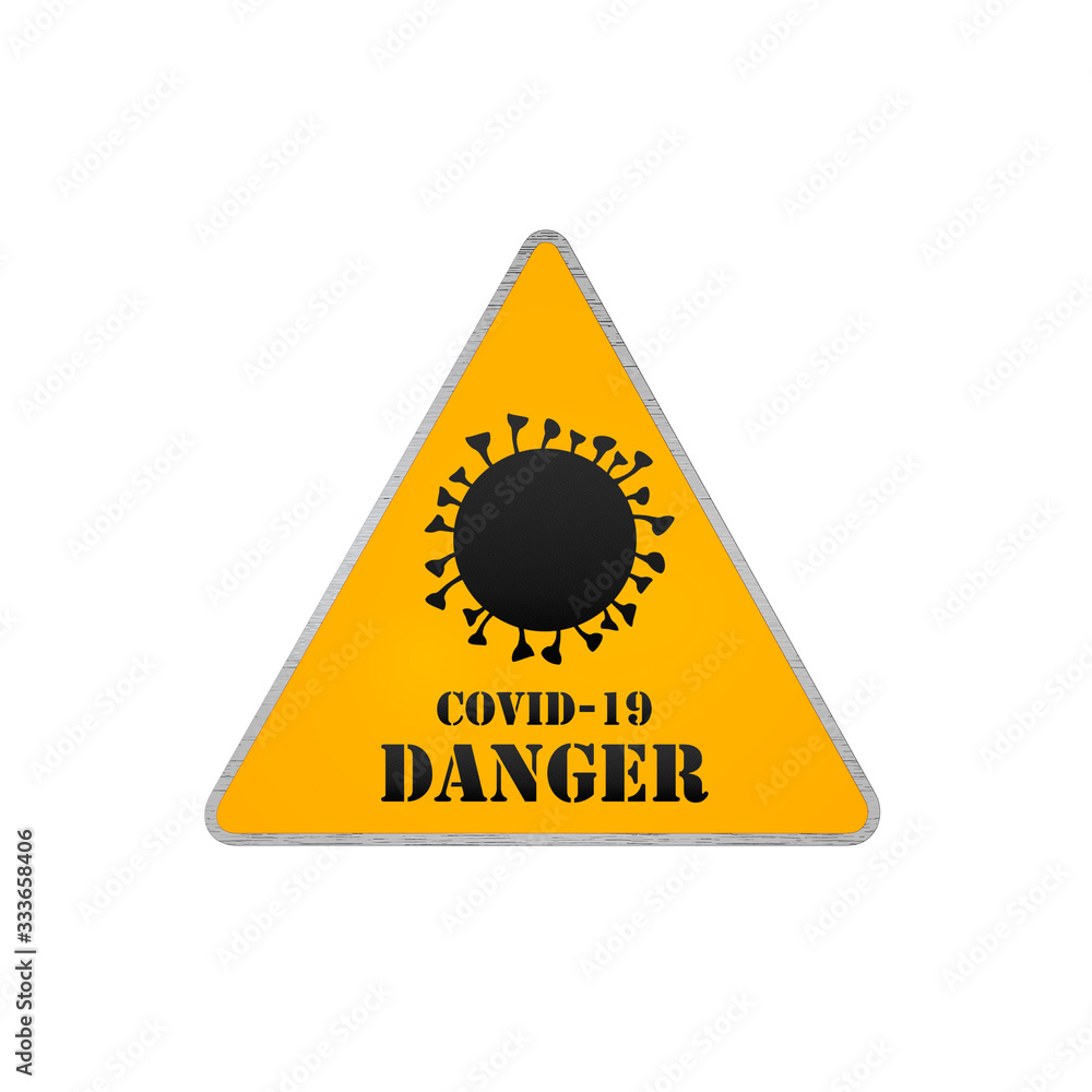Coronavirus Danger Road Sign. Covid-19 Warning 3D Render Coronavirus Danger Road Sign. Covid-19 Warning 3D Render