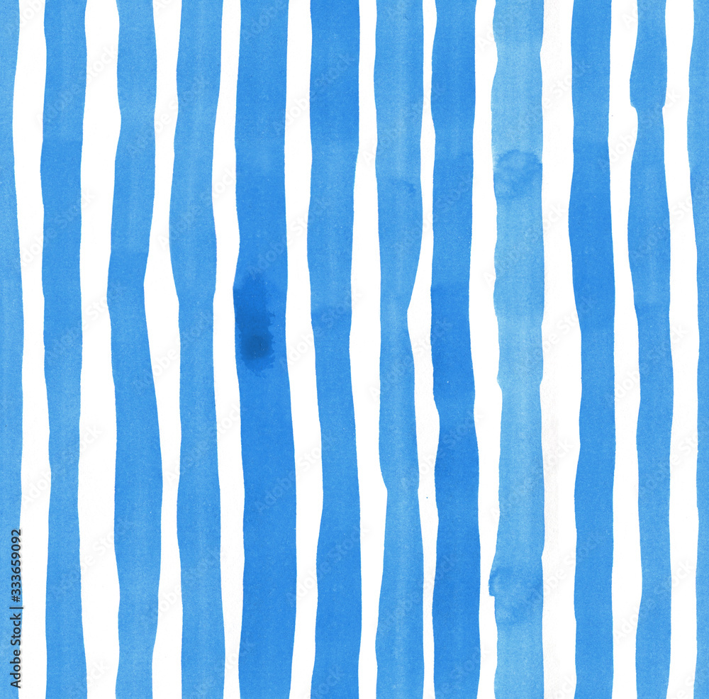 Seamless pattern of blue stripes on a white background. Watercolor illustration. Seamless pattern of blue stripes on a white background. Watercolor illustration.