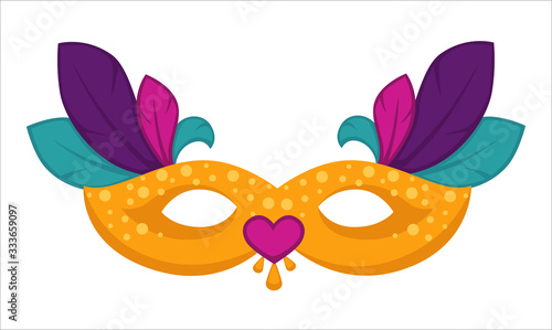 Masquerade disguise clothing attribute masque with feathers decor vector