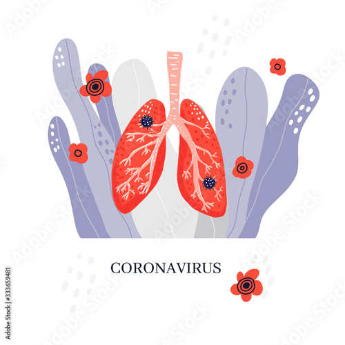 Illustration of coronavirus disease 2019. Medical illustration. Lungs health check banner template