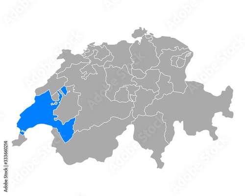 Karte von Waadt in Schweiz