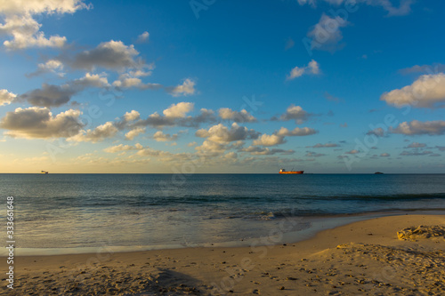 Sunset on a deserted beach in Antigua  Caribbeans