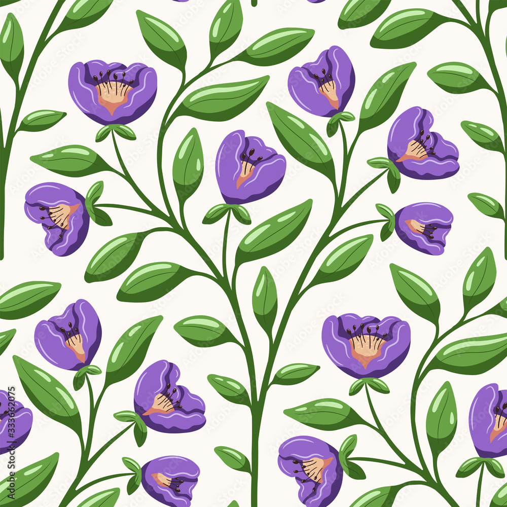 Floral bouquet scallop seamless vector pattern Floral bouquet scallop seamless vector pattern