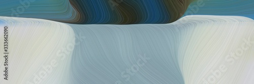 landscape banner with waves. elegant curvy swirl waves background design with ash gray, very dark blue and teal blue color