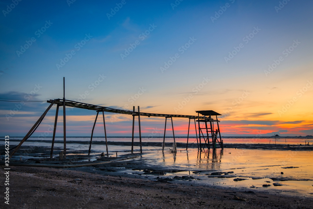 Beautiful scenery sunset background surrounding jeram beach located in Selangor State Malaysia Beautiful scenery sunset background surrounding jeram beach located in Selangor State Malaysia