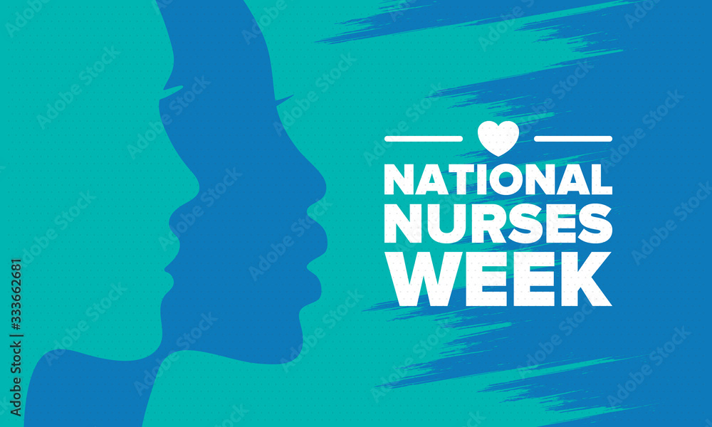 National Nurses Week. Thank you nurses. Medical and health care concept. Fighters against viruses and diseases. In honour of the doctors. Celebrated annual in United States. Vector illustration poster National Nurses Week. Thank you nurses. Medical and health care concept. Fighters against viruses and diseases. In honour of the doctors. Celebrated annual in United States. Vector illustration poster