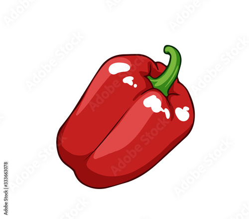 Fresh sweet pepper. Cartoon vector icon isolated on white