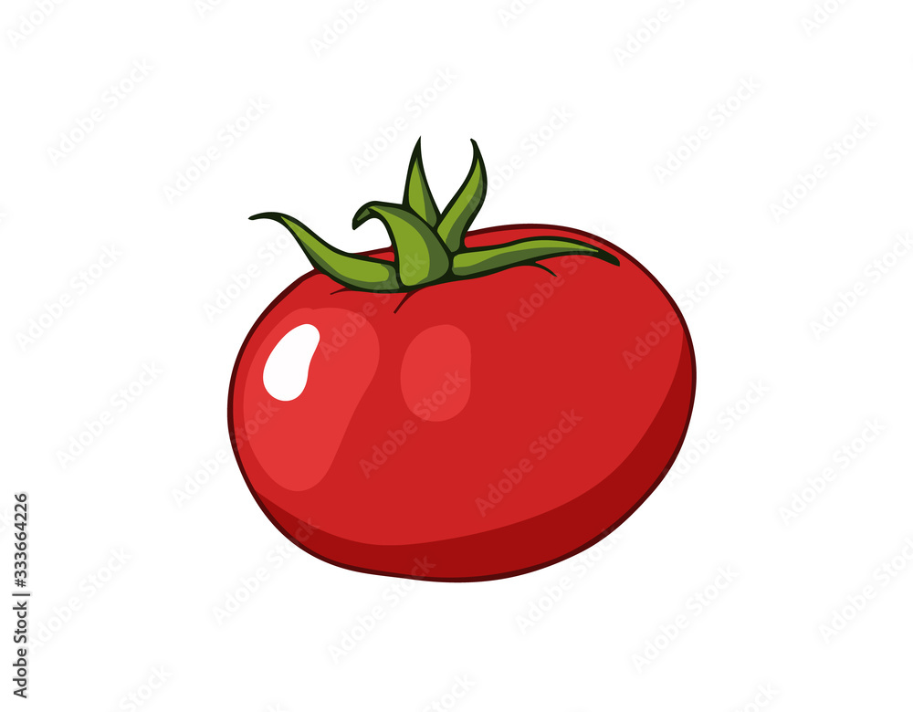 Fresh tomato. Cartoon vector icon isolated on white Fresh tomato. Cartoon vector icon isolated on white