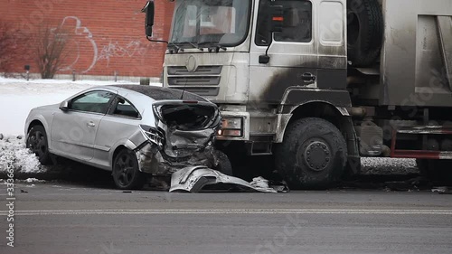 truck had an accident winter road