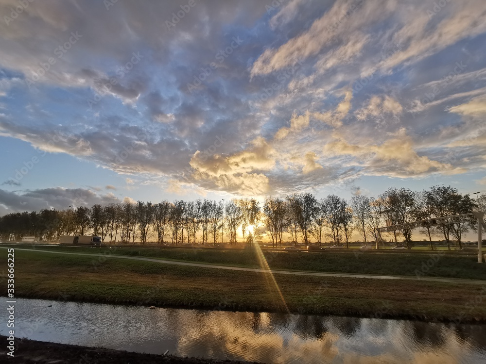 Fototapeta premium autumn landscape with river