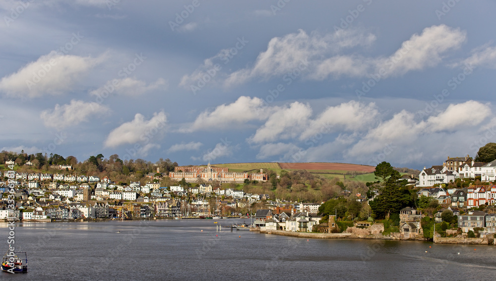 The River Dart with Dartmouth (left bank) and Kingswear (right bank), Devon, England, UK.