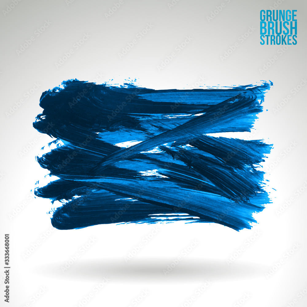 Fototapeta premium Blue brush stroke and texture. Grunge vector abstract hand - painted element. Underline and border design.