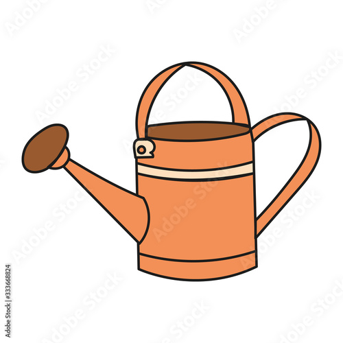 The color drawing of the watering can is isolated on a white background.