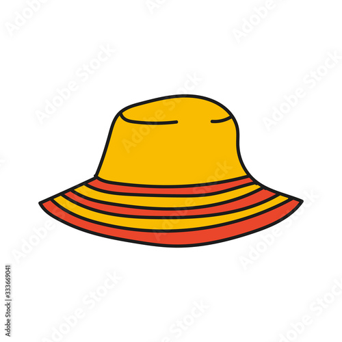 Simplified colored illustration of a summer panama on a white background.