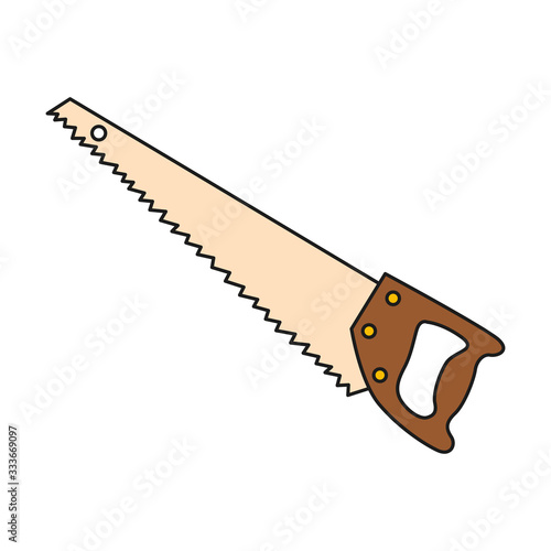 Simplified colored illustration of a saw on a white background.