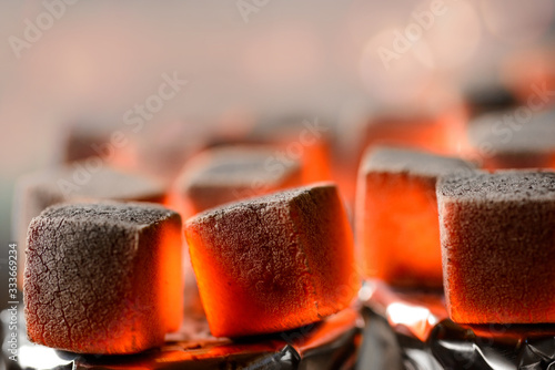 Burning hookah coals