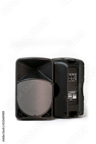 Black speaker system on white background