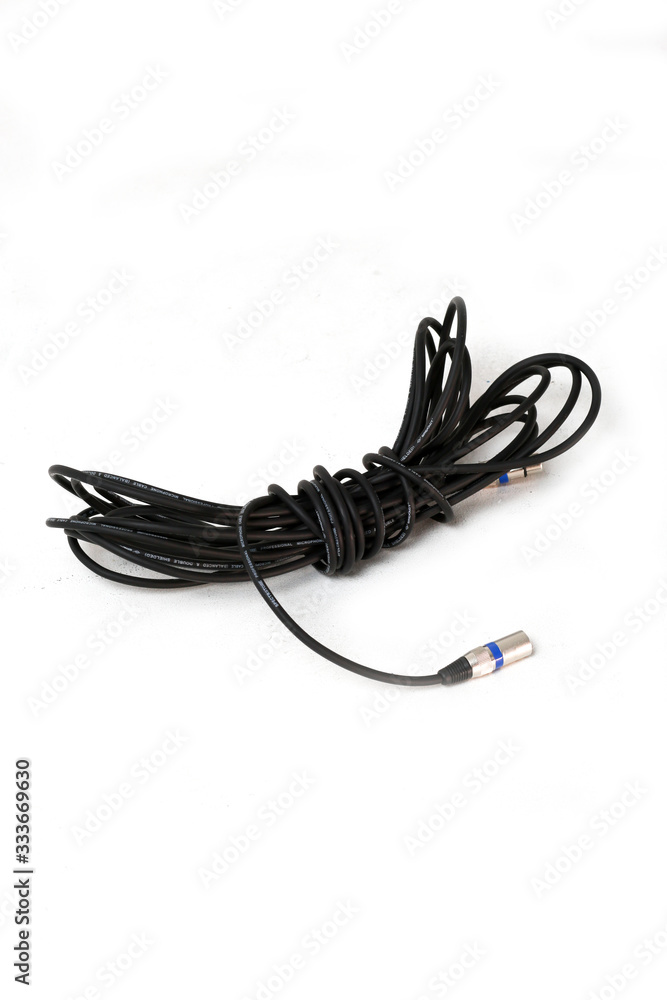 Audio cable cord cord on white background Audio cable cord cord on white background