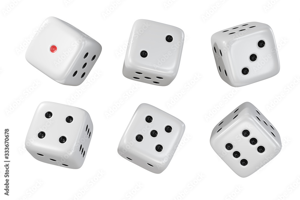 Set of 3D dice isolated on white background Set of 3D dice isolated on white background