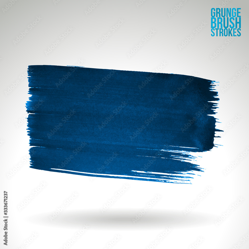 Fototapeta premium Blue brush stroke and texture. Grunge vector abstract hand - painted element. Underline and border design.