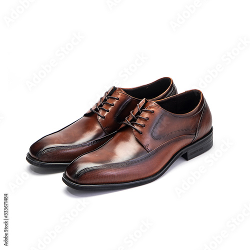 brown leather shoes isolated on white background