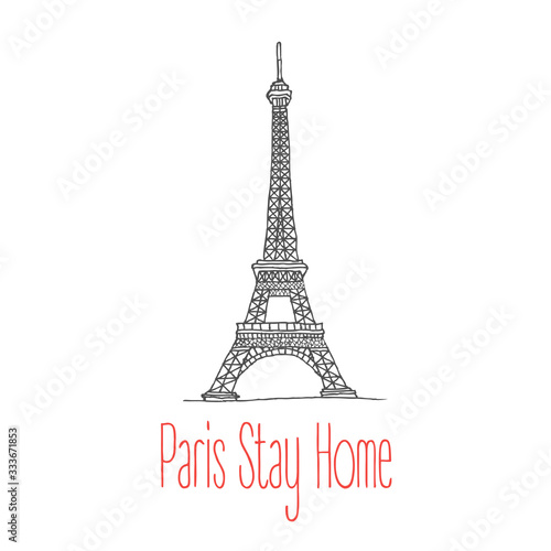 Fototapeta Naklejka Na Ścianę i Meble -  Stay home poster for Paris
