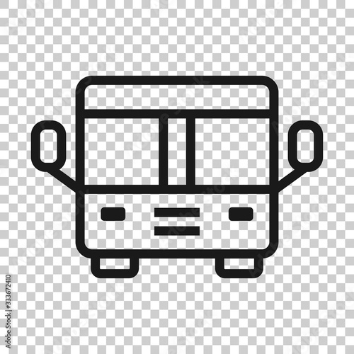 Bus icon in flat style. Coach vector illustration on white isolated background. Autobus vehicle business concept.