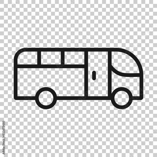 Bus icon in flat style. Coach vector illustration on white isolated background. Autobus vehicle business concept.