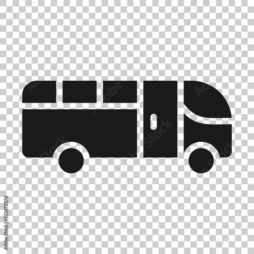 Bus icon in flat style. Coach vector illustration on white isolated background. Autobus vehicle business concept.