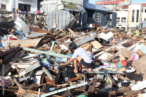 8 November 2013. Tacloban, Philippines.Typhoon Haiyan, known as Super Typhoon Yolanda in the Philippines, was one of the most intense tropical cyclones on record.