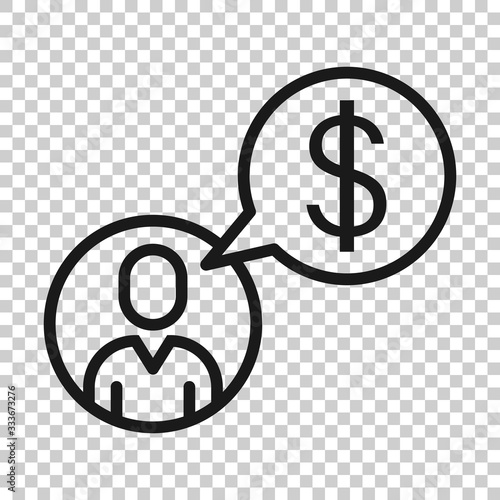 People with money icon in flat style. Investor vector illustration on white isolated background. Businessman business concept.