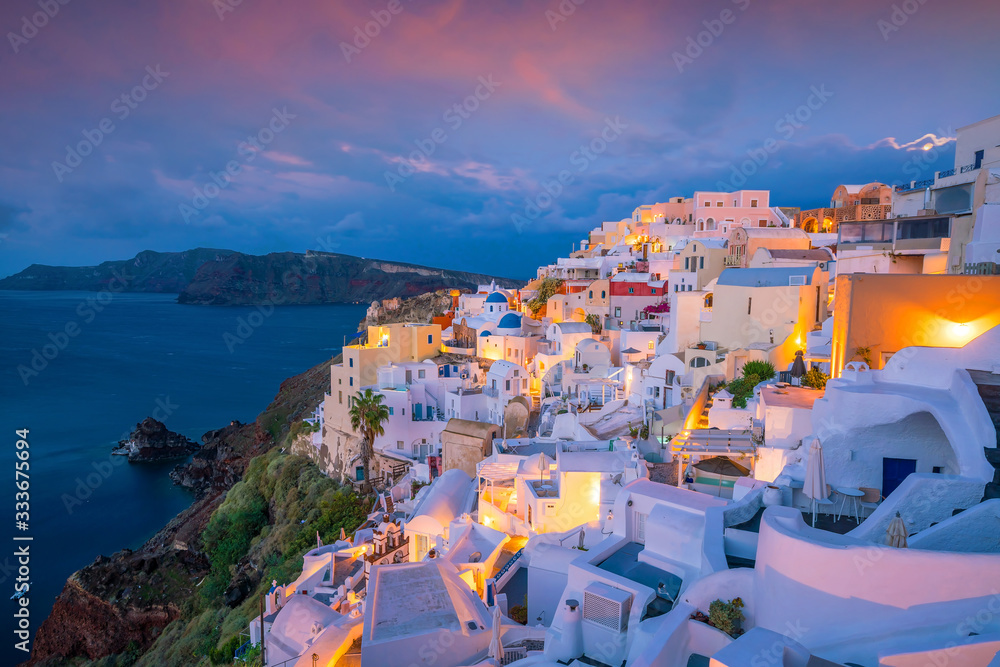 Fototapeta premium Oia town cityscape at Santorini island in Greece