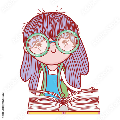 little girl reading book literature cartoon