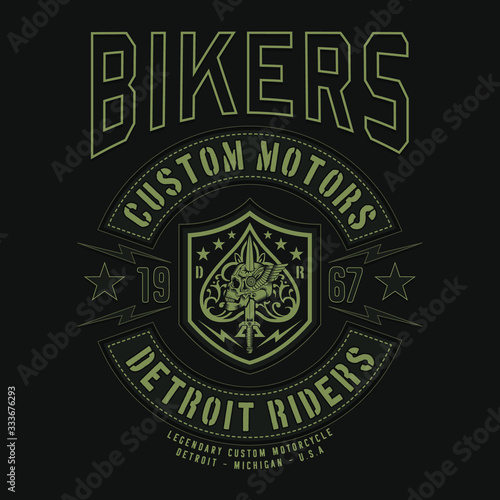 vector illustration of a vintage label of motorcycle typography