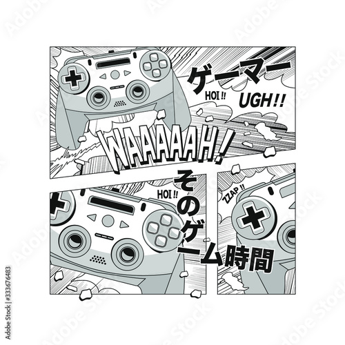 Mangas illustration with gamepad vectors photo