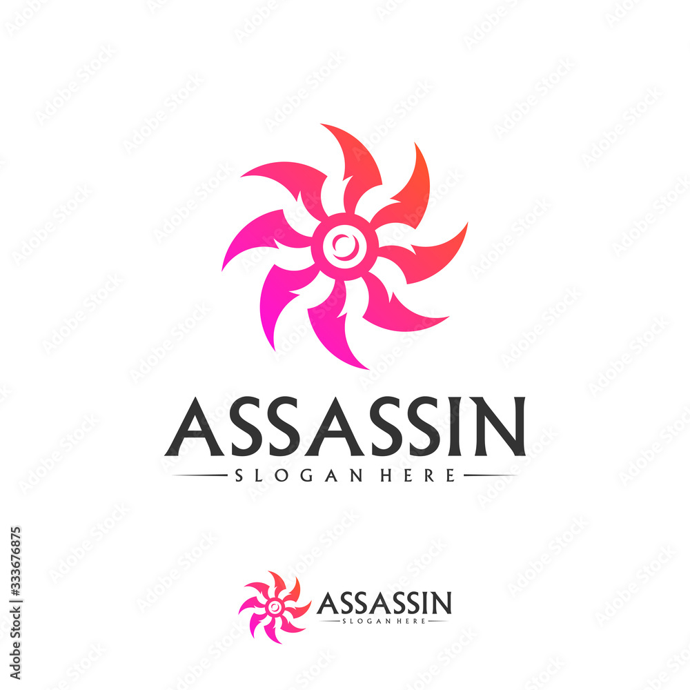 Shuriken Logo Design Vector Template, Assassin logo concept, Icon symbol