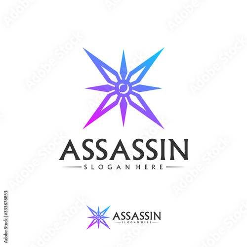 Shuriken Logo Design Vector Template, Assassin logo concept, Icon symbol