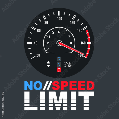 speedometer on black background , racing sport typography