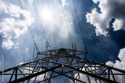 A power tower under a cloudy sky