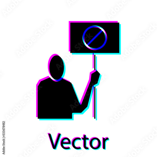 Black Nature saving protest icon isolated on white background. Earth planet protection, environmental issues demonstration. Vector Illustration