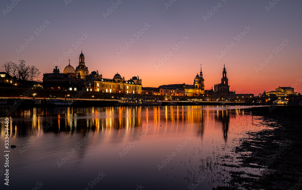 Sunset Dresden Skyline, Saxony, Germany