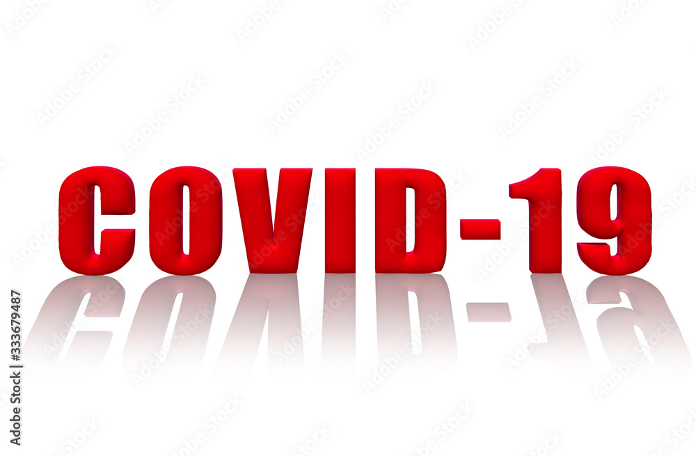 3D red covid-09 logo on white background