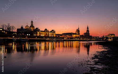Sunset Dresden Skyline  Saxony  Germany