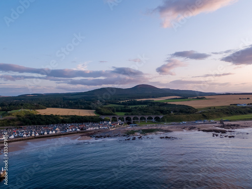 Aerial drone photo Cullen beach Scotland 